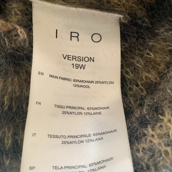 IRO crewneck sweater, cropped, mohair/wool, variegated black/green/gray, size XS - Picture 2 of 6